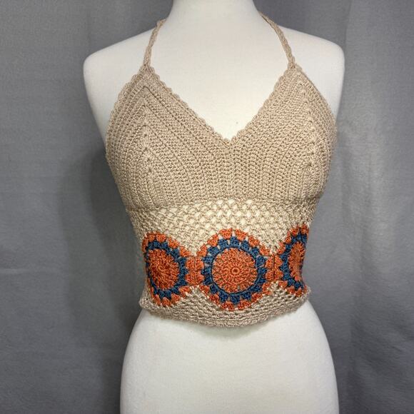 Say What? Tops - Say What Women's Crochet Cropped Halter Top Size S Bohemian Hippie Indie Rave